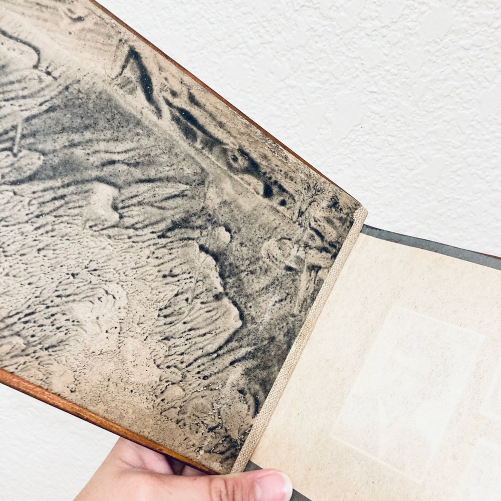 Vintage Antique hand carved wooden photo album book vellum paper - Picture 9 of 11